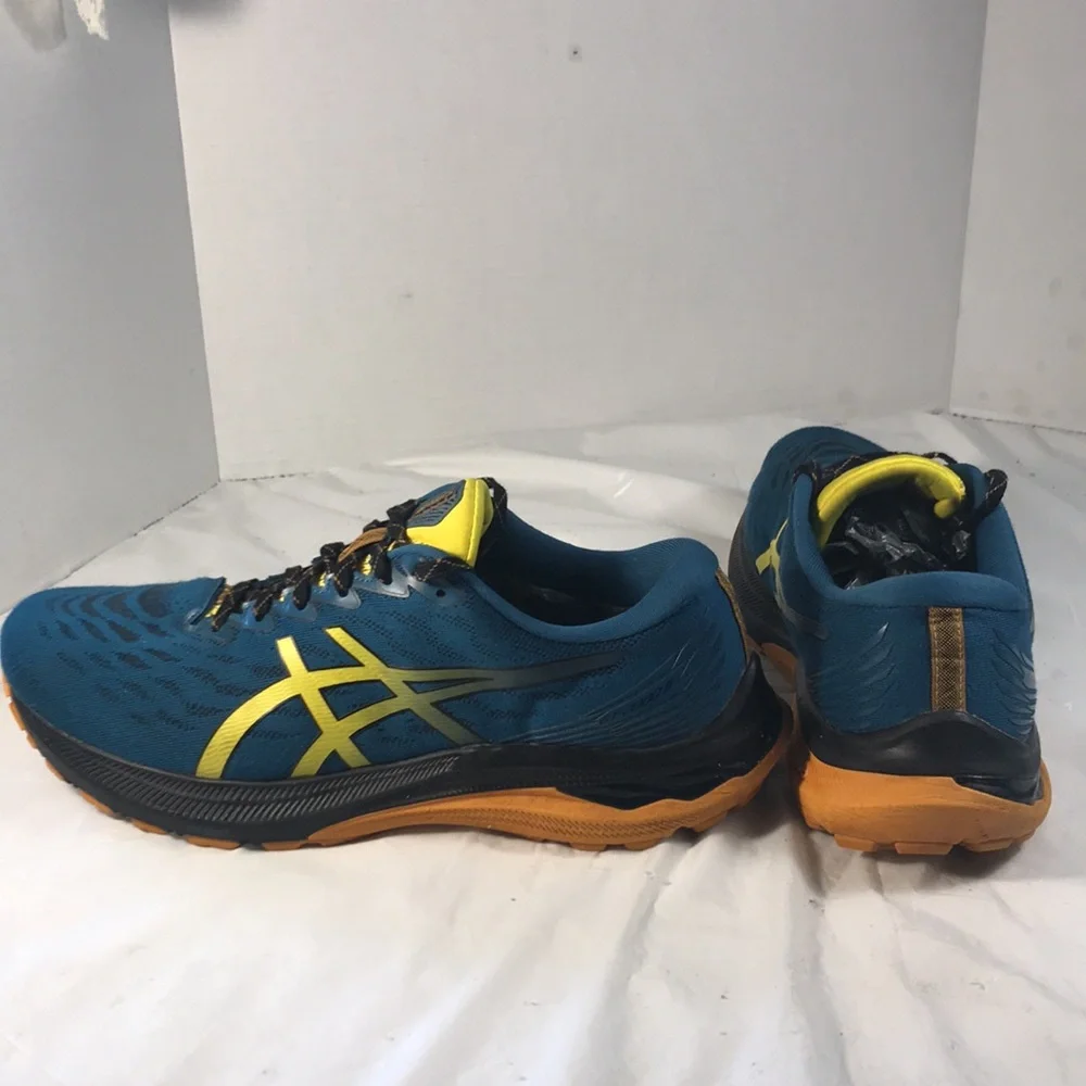 ASICS Men's GT-2000 11 Trail Blue and Yellow Jacquard Mesh Lace Up Running Shoes